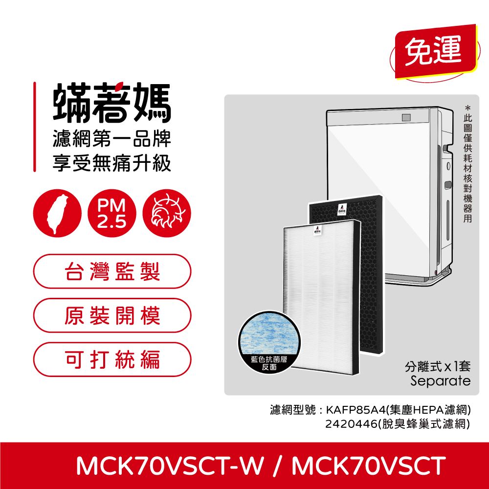  蟎著媽 濾網(適用 大金 MCK70VSCT-W MCK70VSCT KAFP029A4 空氣清淨機)