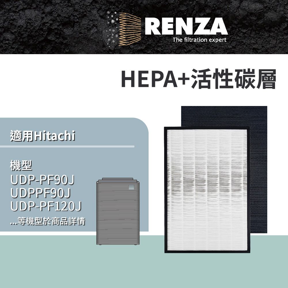 HITACHI 日立 HEPA + 活性碳濾網 適用   UDP-J70 J71 J60 EPF-CX40F 二合一空氣清淨機 濾芯