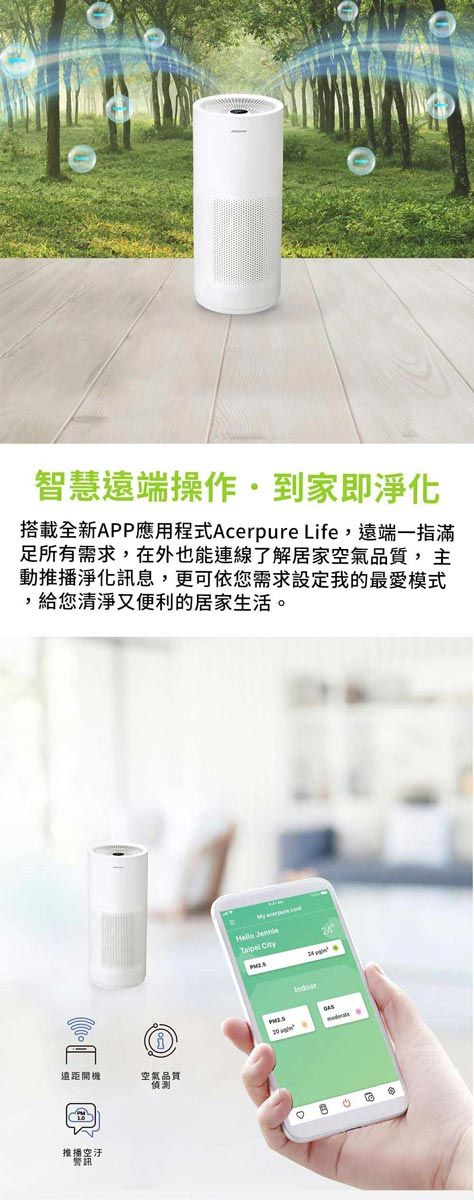 智慧遠端操作到家即搭載全新APP應用程式Acerpure Life,遠端一指滿足所有需求,在外也能連線了解居家空氣品質,主動推淨化訊息,更可依您需求設定我的最愛模式,給您清淨又便利的居家生活。遠距開機推  City