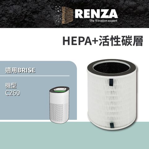 適用 BRISE C260 智慧空氣清淨機 HEPA活性碳二合一濾網