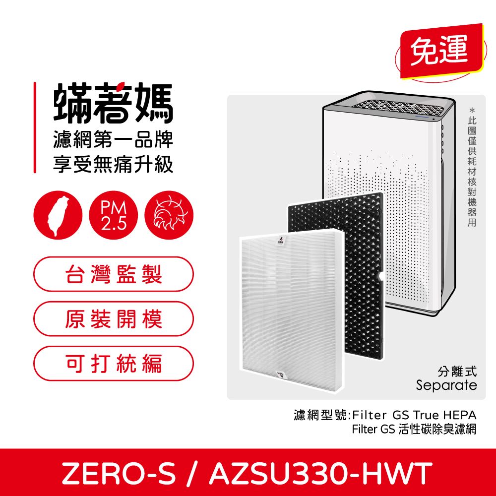  蟎著媽 濾網(適用 Winix ZERO S ZERO-S AZSU330-HWT 空氣清淨機)