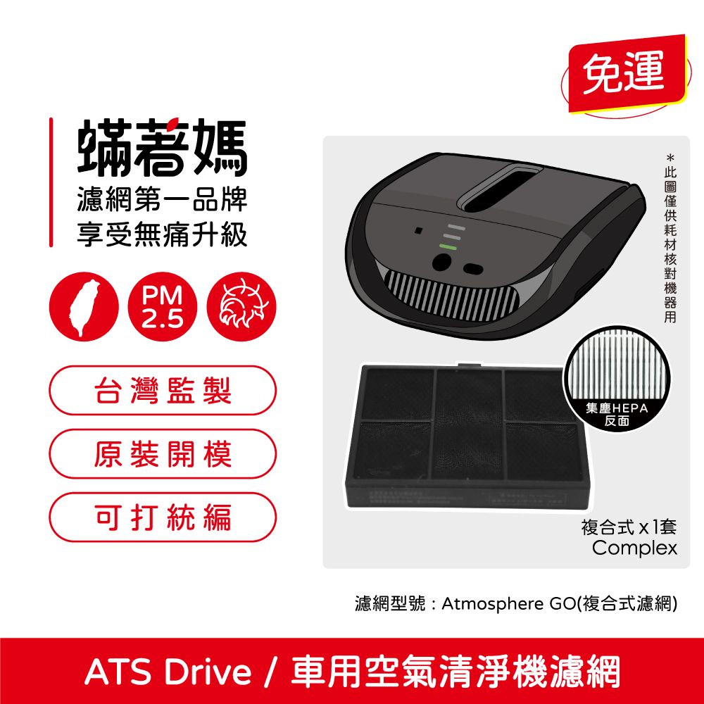  蟎著媽 濾網(適用 安麗 AMWAY 車用空氣清淨機 Atmosphere Drive)