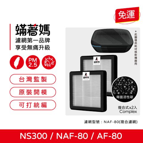 蟎著媽 獨家開發濾網2入優惠組(適用 BOSCH NS300 NAF-80 AF-80 博世 移動式車用空氣清淨機)