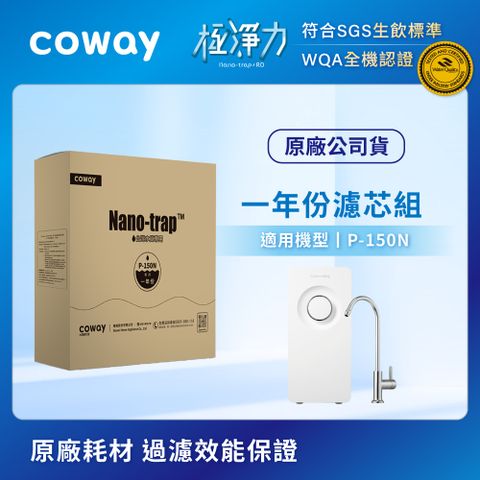 Coway 奈米高效淨水器 P-150N專用濾芯組【8吋一年份】