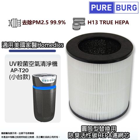 PUREBURG 2合1高效活性碳+HEPA濾網濾芯AP-T20FL