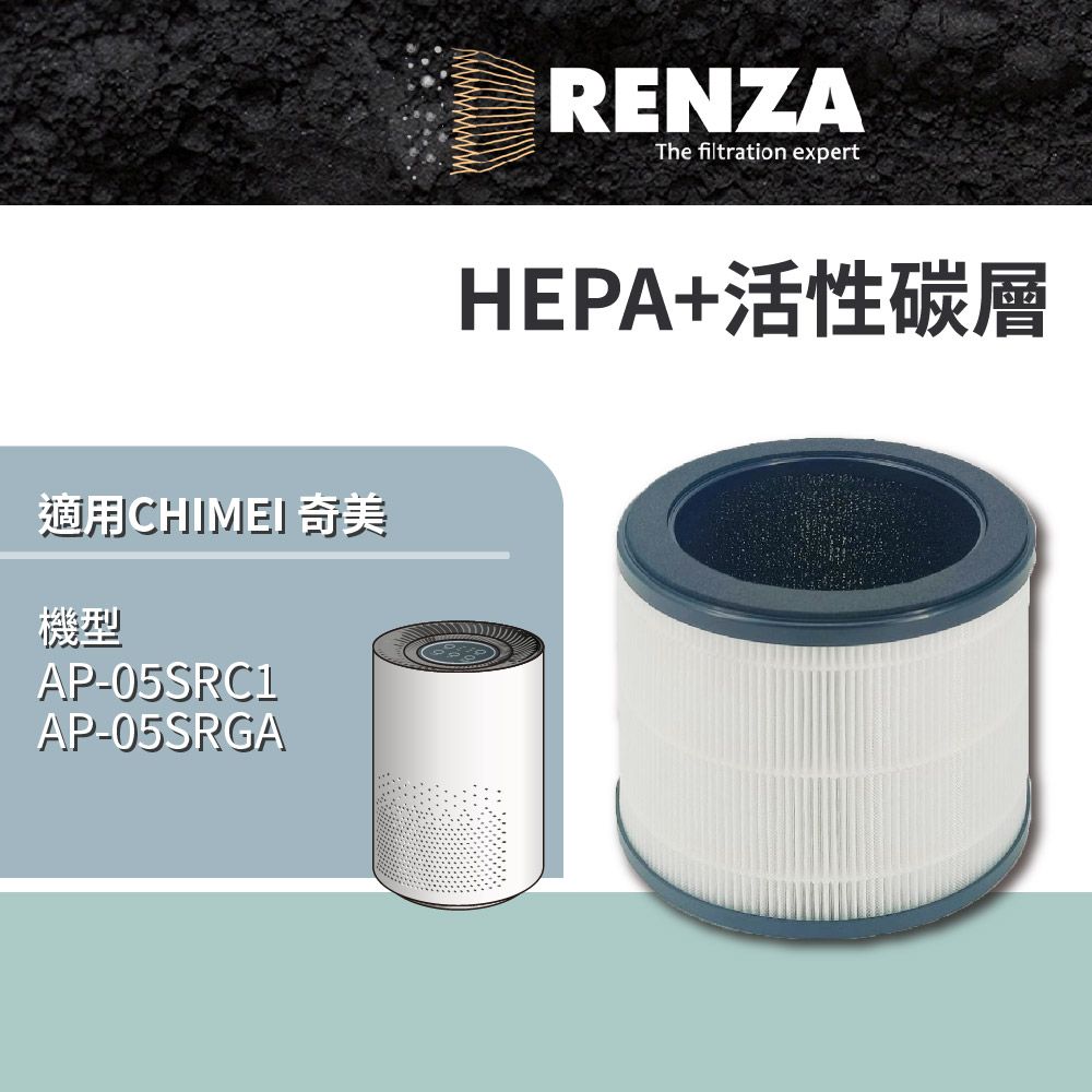 RENZA 適用 CHIMEI 奇美 AP-05SRC1 AP-05SRGA 3-6坪360智能全淨化空氣清淨機 2合1HEPA+活性碳濾網 濾芯