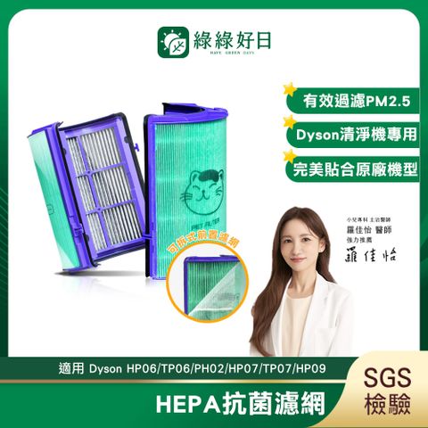 綠綠好日 適用 Dyson HP06/TP06/PH02/HP07/TP07/HP09/TP09/TP10 抗菌HEPA濾網 單入