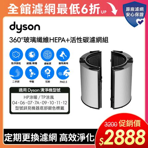 【dyson 戴森】04/06/07/09/10 系列 360°玻璃纖維HEPA + 活性碳濾網(單入)