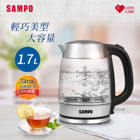 SAMPO 聲寶 1.7L大容量玻璃快煮壺 KP-CB17G