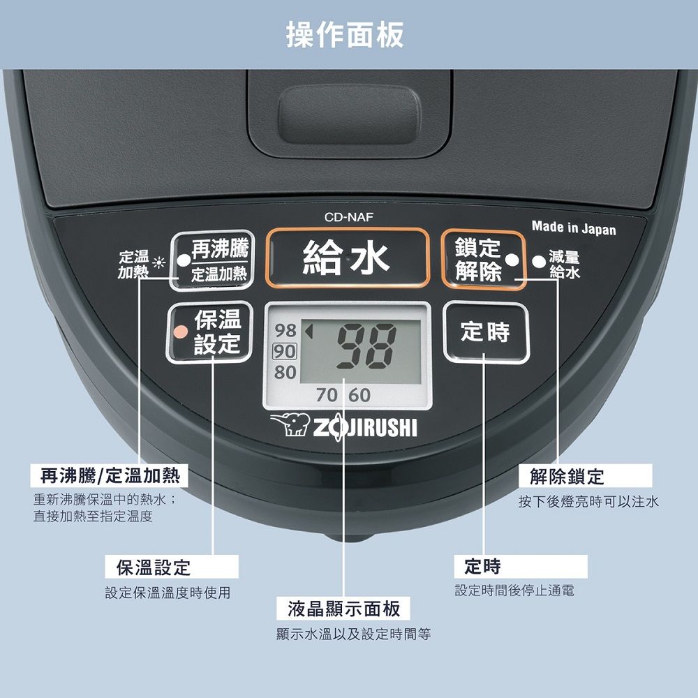 ZOJIRUSHI 象印 日本製 5公升微電腦電動熱水瓶(CD-NAF50)