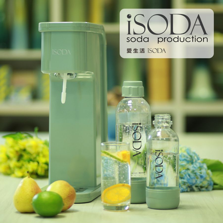 iSODA 全自動免插電氣泡水機IS-500G/附60L氣瓶(粉漾綠)