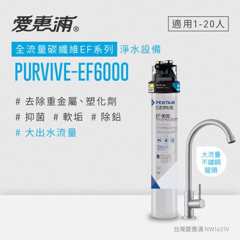 愛惠浦 EVERPURE PURVIVE-EF6000生飲級單道式廚下型淨水器(可加購升級套件)