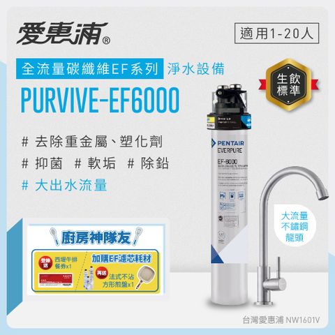 EVERPURE 愛惠浦 櫥下型 PURVIVE-EF6000大流量不鏽鋼龍頭生飲淨水器