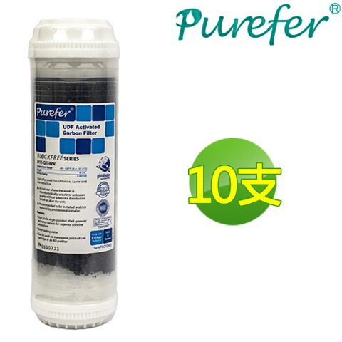 PUREFER 10吋高效能UDF活性碳濾心RO逆滲透專用(10支)