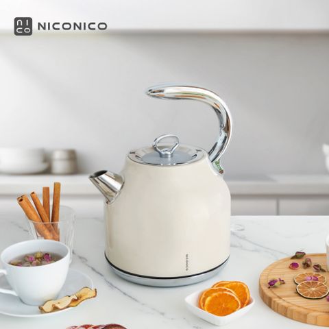 【NICONICO】1.7L復古美型不鏽鋼快煮壺 NI-L2304