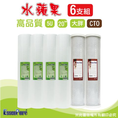 EssenPure 水蘋果 高品質20英吋大胖PP+CTO濾心(6支組)