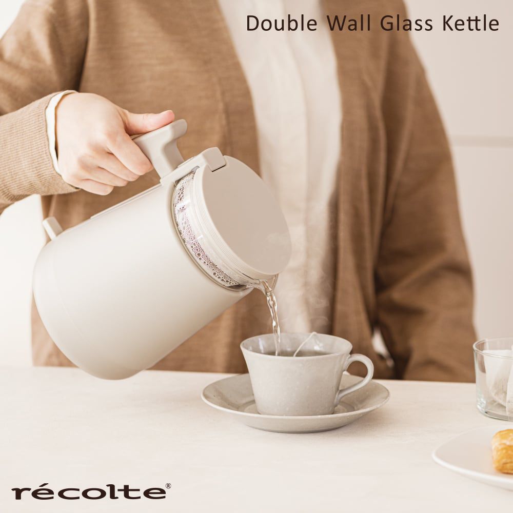 recolte 麗克特  日本Double Wall Glass 玻璃電水壺-燕麥白