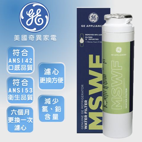 國際NSF衛生品質認證【GE奇異】冰箱濾水器-MSWF