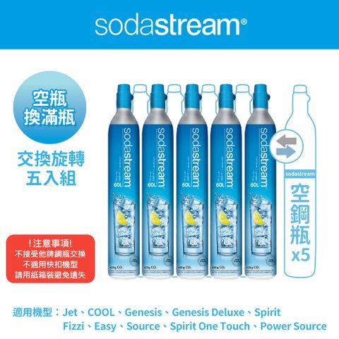 (鋼瓶旗艦組)Sodastream 二氧化碳交換補充鋼瓶5入組 425g