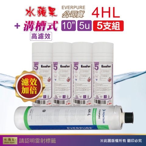 EssenPure 水蘋果 WAP-110高濾效10吋溝槽5uPP+公司貨4HL濾心(5支組)