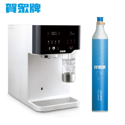 賀眾牌 跨世代輕盈氣泡飲水機UR-3602AW-1(免安裝/氣泡/冰溫熱/雙UV殺菌/RO)+專用氣瓶RF-251(全新瓶)