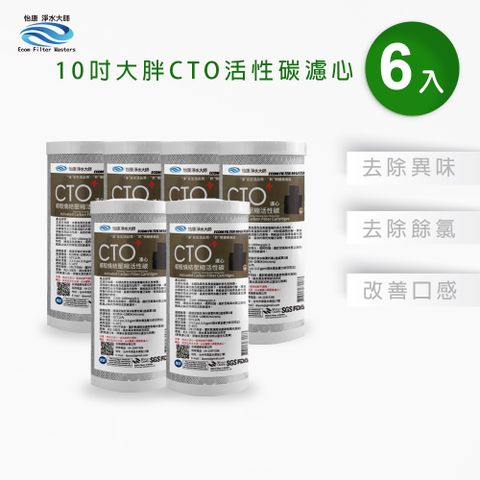 怡康 10吋大胖標準CTO燒結壓縮活性碳濾心(6入)