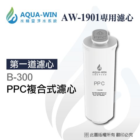 ★AW-1901專用濾心★【AQUA-WIN 水精靈】AW-1901拋棄型PPC複合式濾心(B-300)