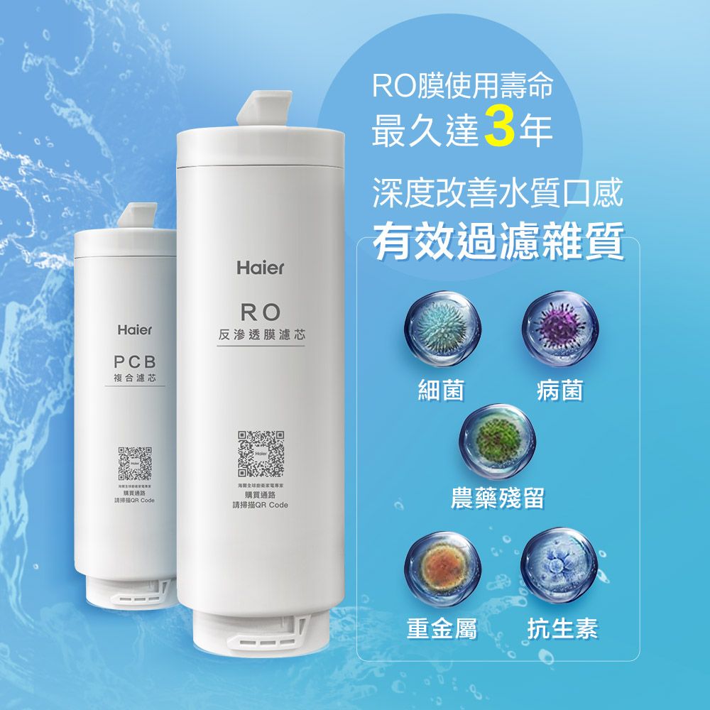 Haier 海爾 RO 800G鮮活淨水器專用濾芯三年份(RO*1+PCB*3)