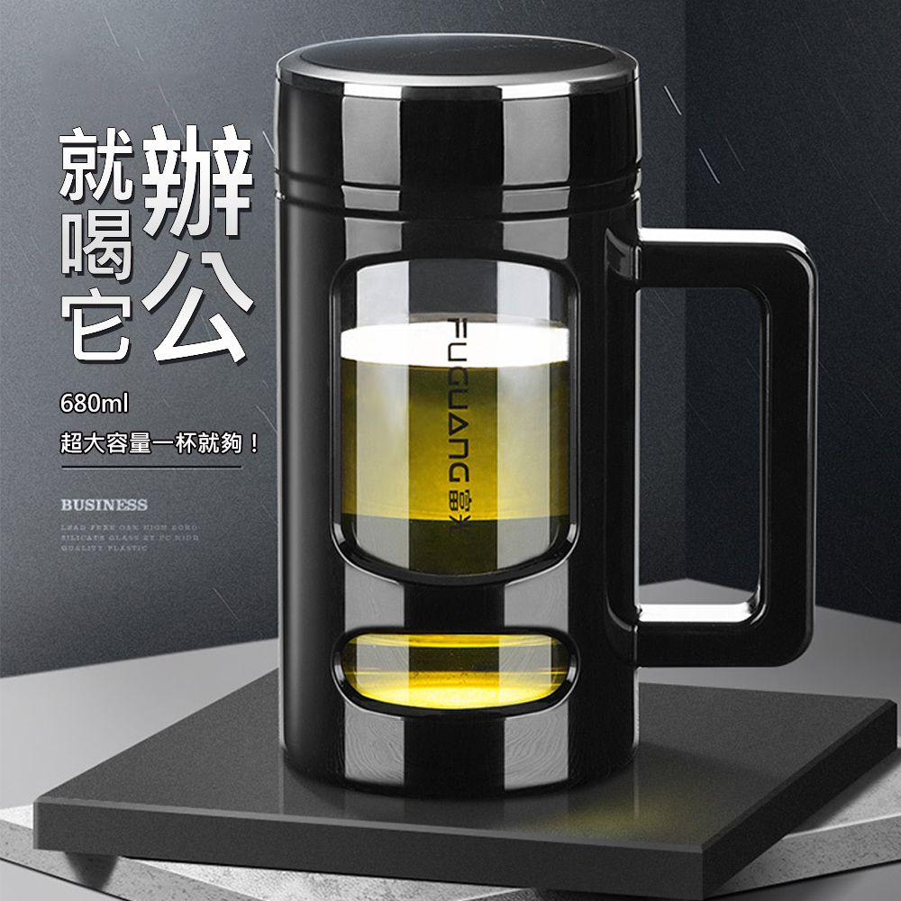 Comet 提把型塑玻辦公泡茶杯680ml(FG0085-680)