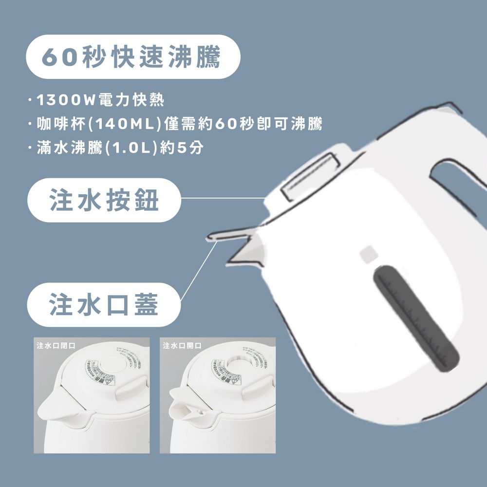 ZOJIRUSHI 象印 *1.0公升*微電腦快煮電氣壺(CK-DAF10)-海軍藍(AD)