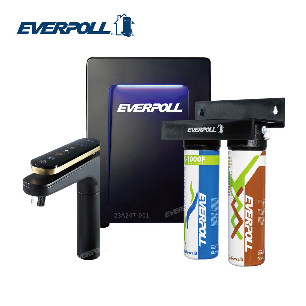  【EVERPOLL】智能廚下型三溫UV觸控飲水機+經典複合淨水器 (EVB-398+DCP-3000HA)