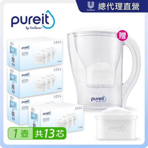 unilever 聯合利華 Pureit 12入去水垢濾芯贈PX3000濾水壺(共1壺13濾芯)