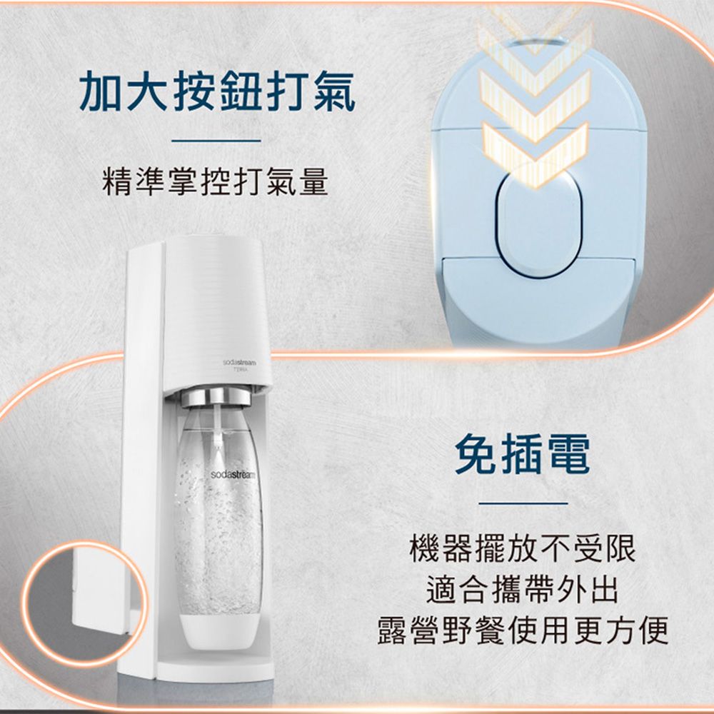 Sodastream TERRA簡約風自動扣瓶氣泡水機(純淨白)