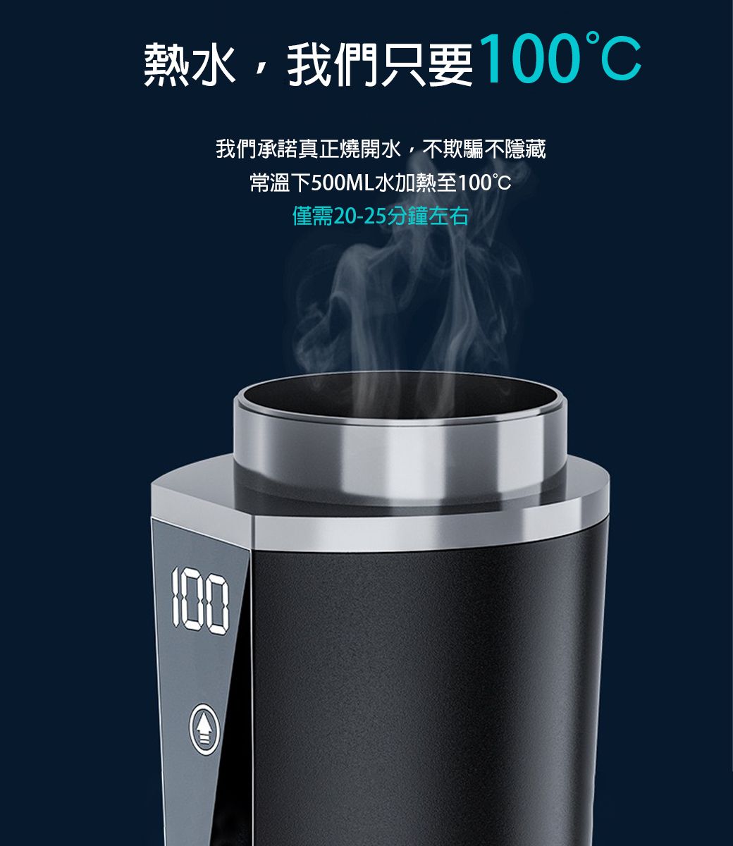 熱水我們只要我們承諾真正燒開水,不欺騙不隱藏常溫下500ML水加熱至100僅需20-25分鐘左右100