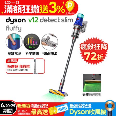 Dyson V12 Detect Slim Fluffy SV46 輕量智能吸塵器(銀灰)