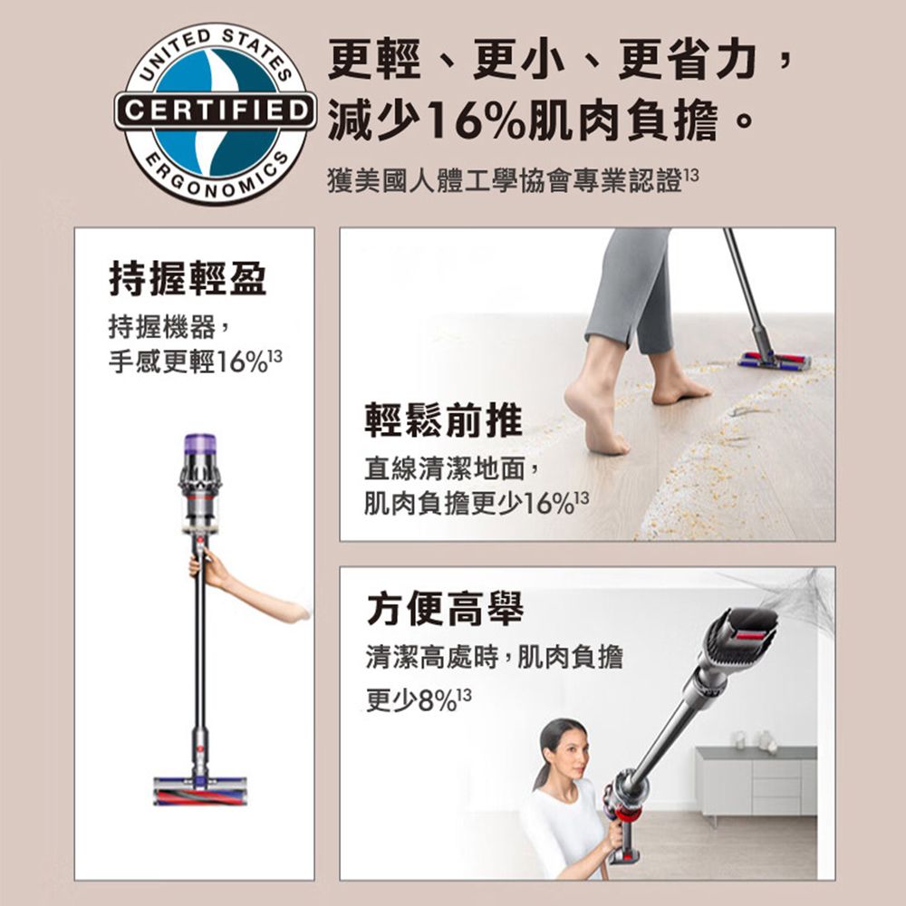 Dyson 戴森 SV52 Digital Slim Submarine 輕量乾濕全能洗地吸塵器 銀灰【福利品】