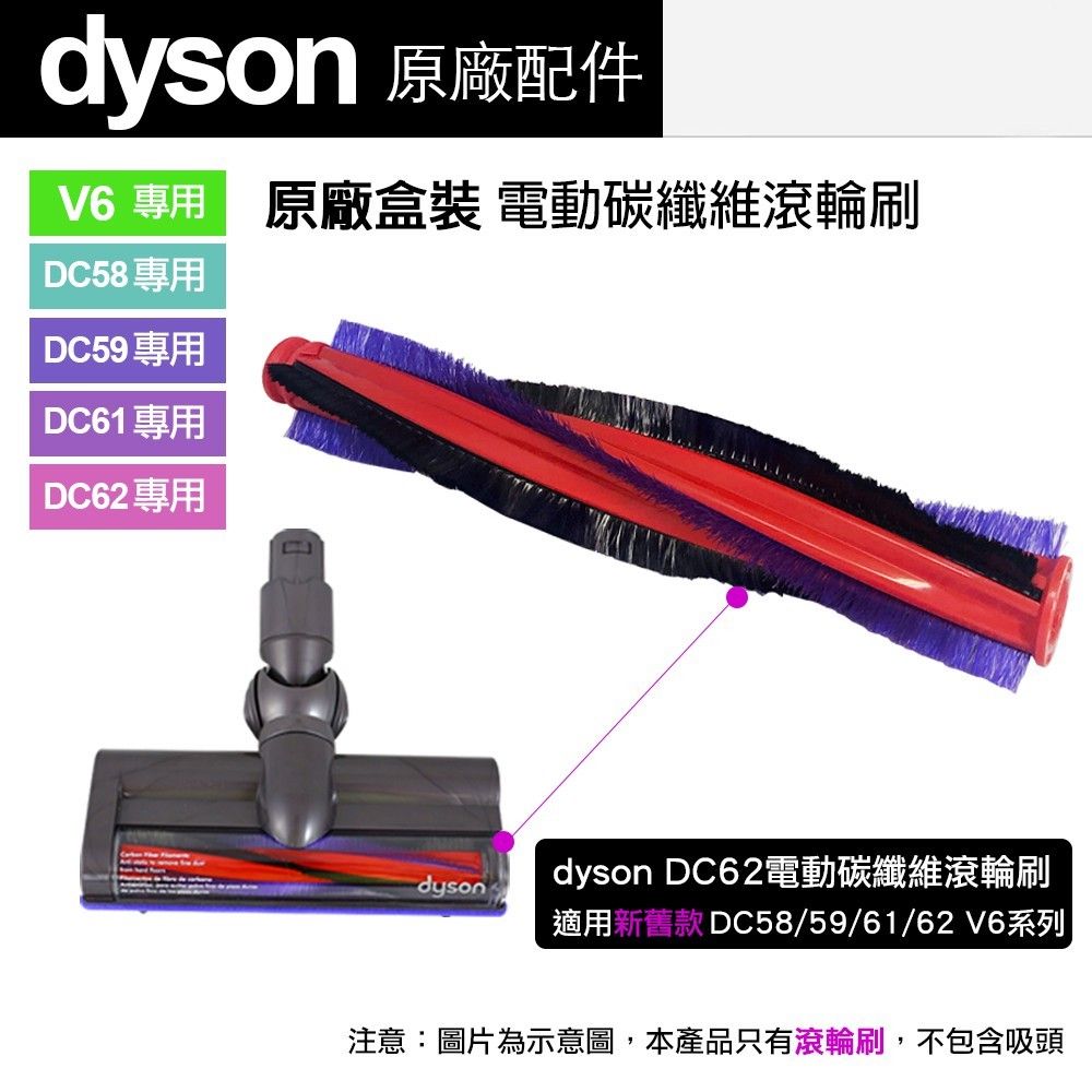 建軍電器Dyson 戴森V6 DC62 DC59 DC58 motorhead 電動碳纖維吸頭滾輪