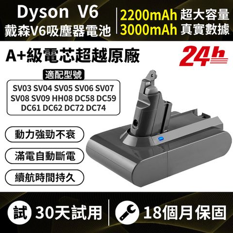 台灣現貨 3000mAh Dyson電池 適配戴森無繩吸塵器 V6 SV09 HH08 DC62 SV03 DC74 SV06戴森電池