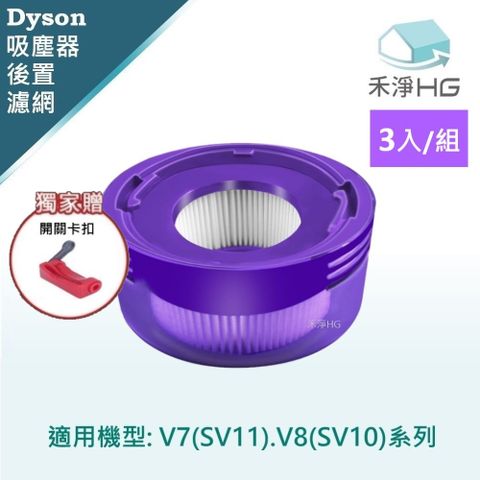 【禾淨家用HG】Dyson V8(SV10) 副廠吸塵器配件 後置濾網 (透明款 2入/組)
