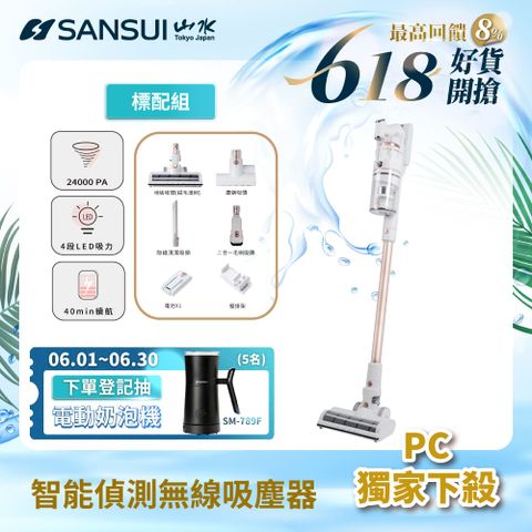 【SANSUI 山水】智能偵測無線吸塵器標配組 SVC-K720