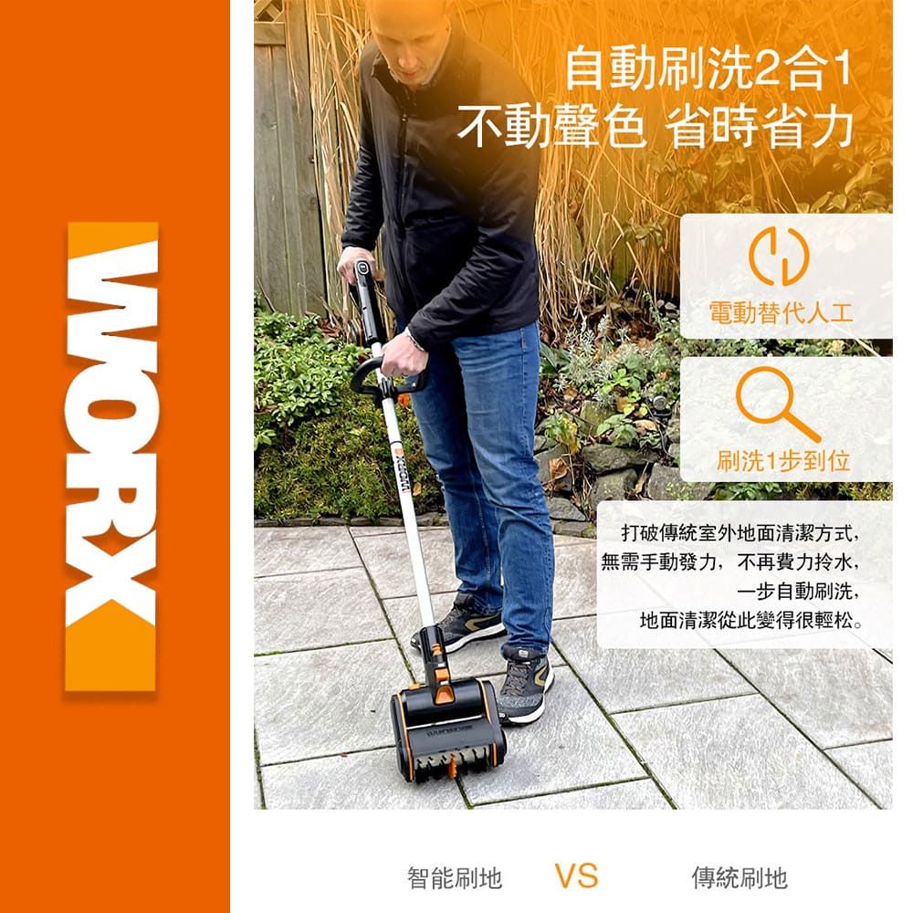 WORX 威克士 20V 洗地刷 洗地機 庭院 刷地機 電動地刷 鋰電洗地刷 刷洗二合一 家用清洗機 居家清潔  WG441E.1