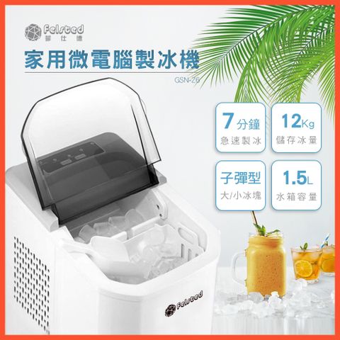 Felsted菲仕德 110v製冰機 家用小型靜音製冰機 子彈型製冰機 微電腦控制製冰機 快速製冰12KG