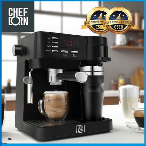 CHEFBORN韓國天廚 Esto多功能半自動義式咖啡機+膠囊專用咖啡機把手組合(義式/美式/膠囊3in1)