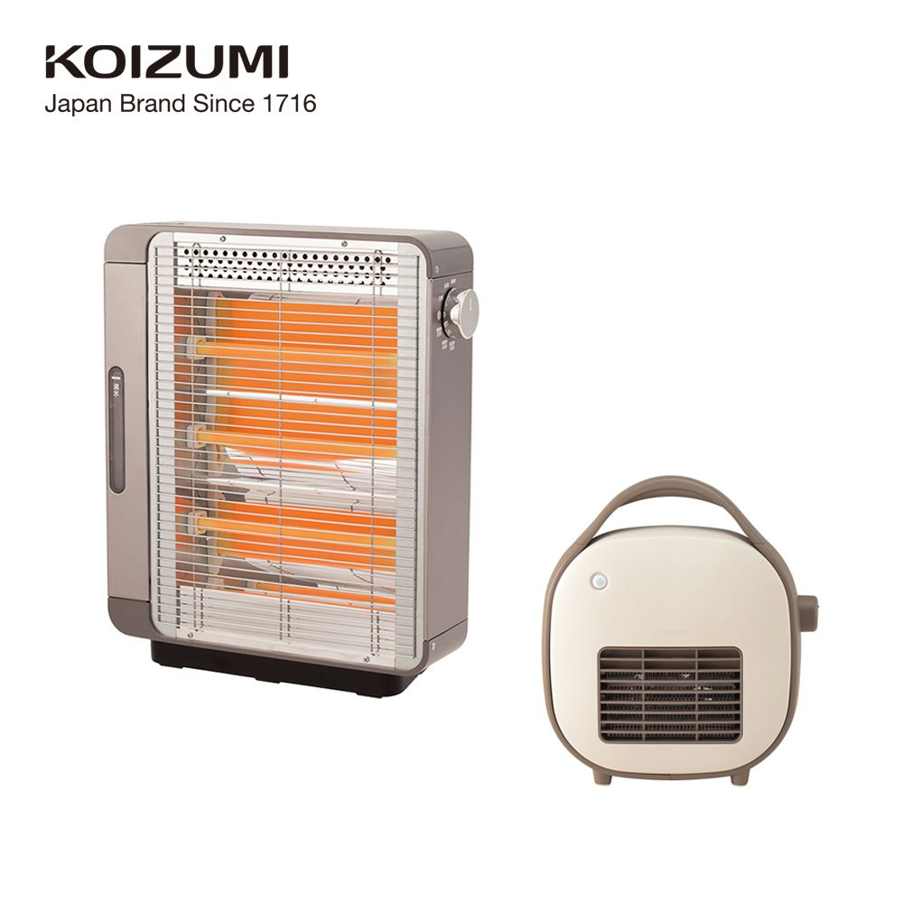 KOIZUMI 日本 電暖器超值組 (蒸氣2in1遠紅外線石英電暖器+迷你人體感應陶瓷電暖器)