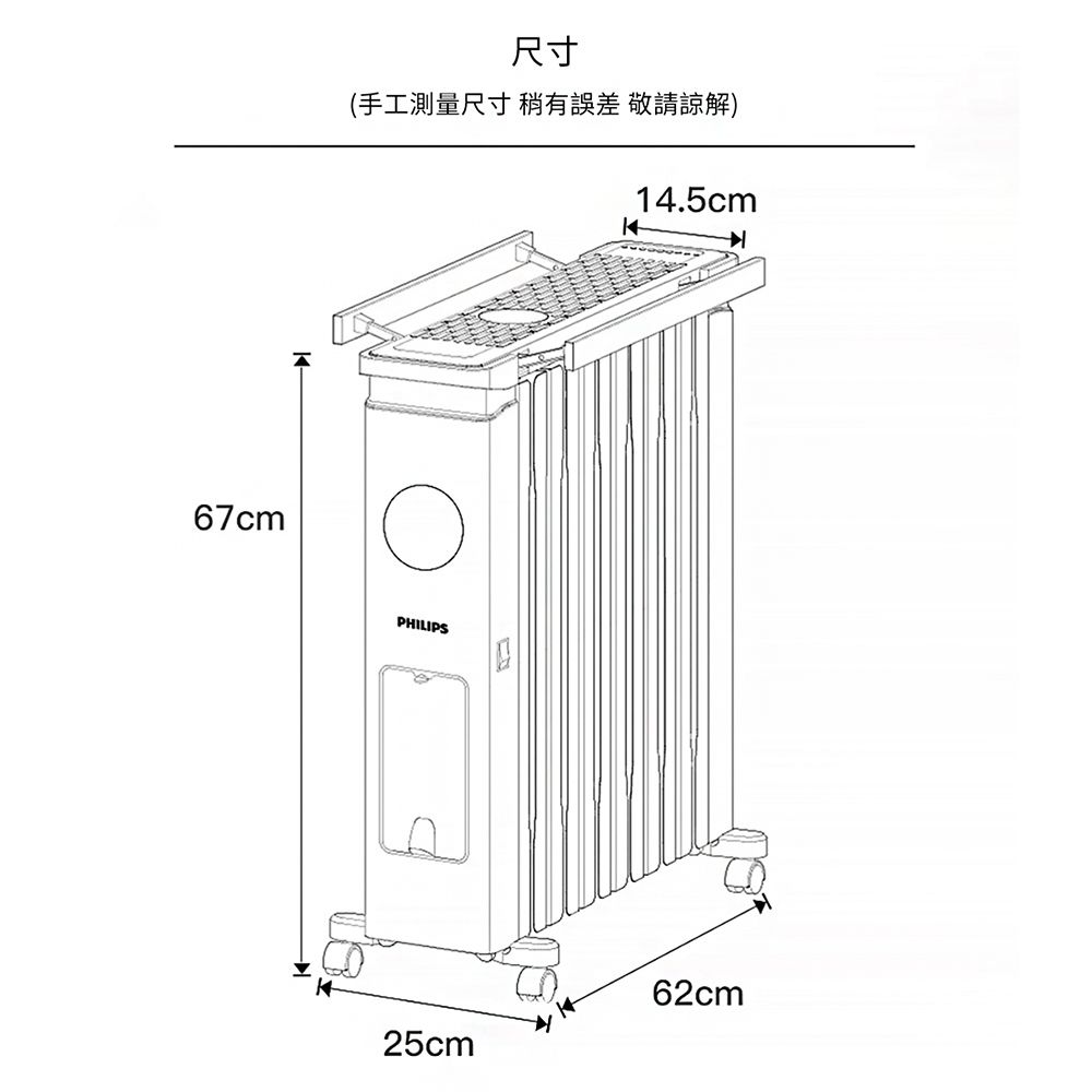 67cm尺寸(手工測量尺寸 稍有誤差 敬請諒解)14.5cmPHILIPS25cm62cm