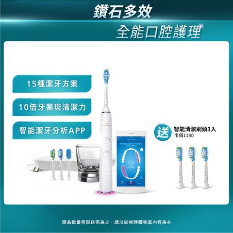 【PHILIPS 飛利浦】Sonicare DiamondClean Smart 鑽石靚白智能音波震動牙刷HX9924/02 (白)