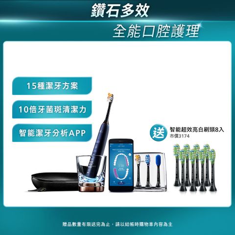 PHILIPS 飛利浦 Sonicare DiamondClean Smart 鑽石極淨智能音波震動牙刷HX9954/52 (深邃藍)