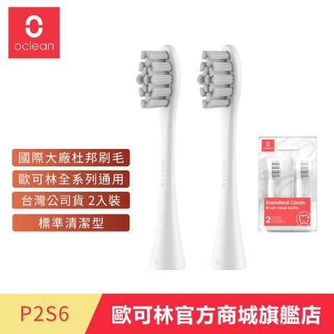 Oclean 歐可林 2入組盒裝 標準清潔型刷頭-P2S6(灰色/白柄)