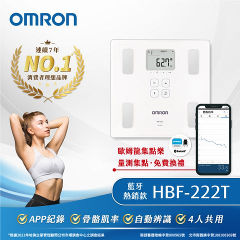 OMRON 歐姆龍體重體脂計HBF-222T-白色