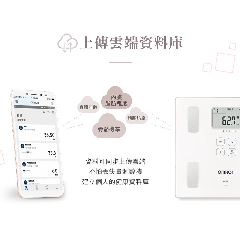 OMRON 歐姆龍 HBF-222T |   藍牙傳輸體重體脂計 白色